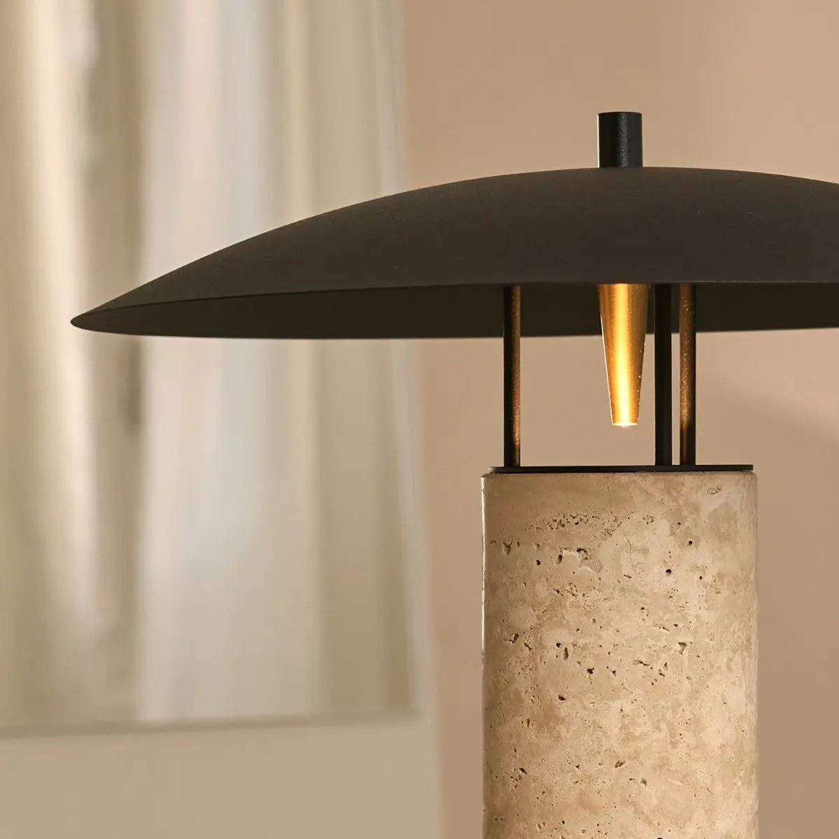 Tischlampe Travertin 35 cm – Design Tischleuchte Schwarz mit GU10 Leuchtmittel