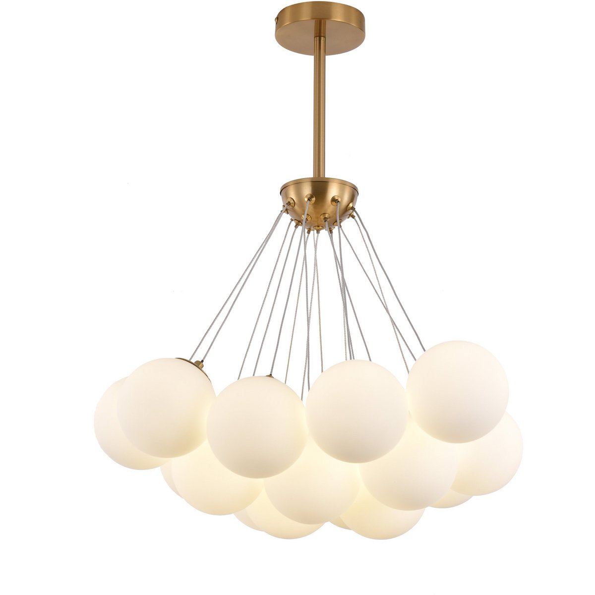 Emily Modern White Glass Chandelier - Gold Satin Brass Pendant Light - E27