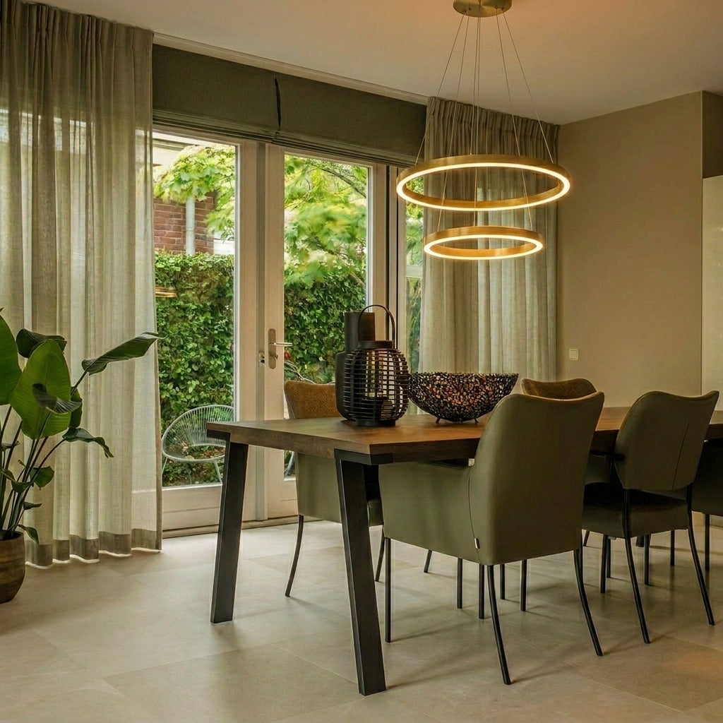 2-Ring LED-Hängeleuchte Kupfer Gold – Dimmbar – Ø60 cm