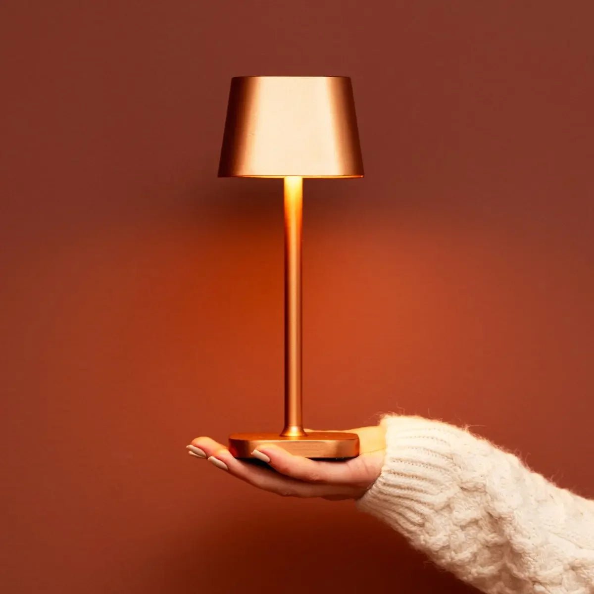 Wiederaufladbare Tischlampe LED – 26 cm Dimmbar Braun