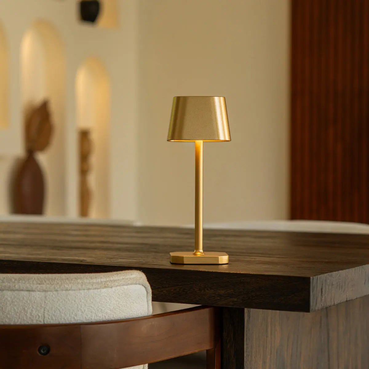 LED Tischlampe Kabellos Dimmbar 26 cm – Wiederaufladbar Gold