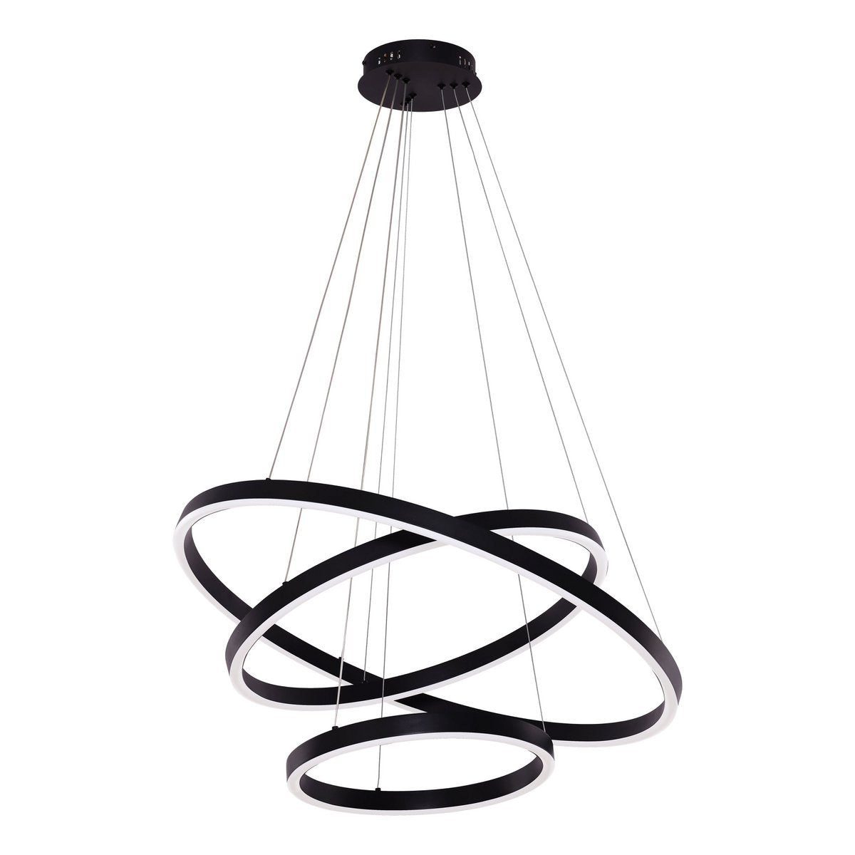3-Ring LED-Pendelleuchte Schwarz Matt – Dimmbar & Höhenverstellbar
