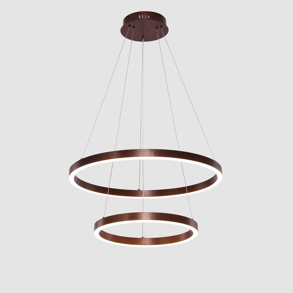 Designer LED Hängelampe Kaffeebraun 2-Ring Design dimmbar mit Remote