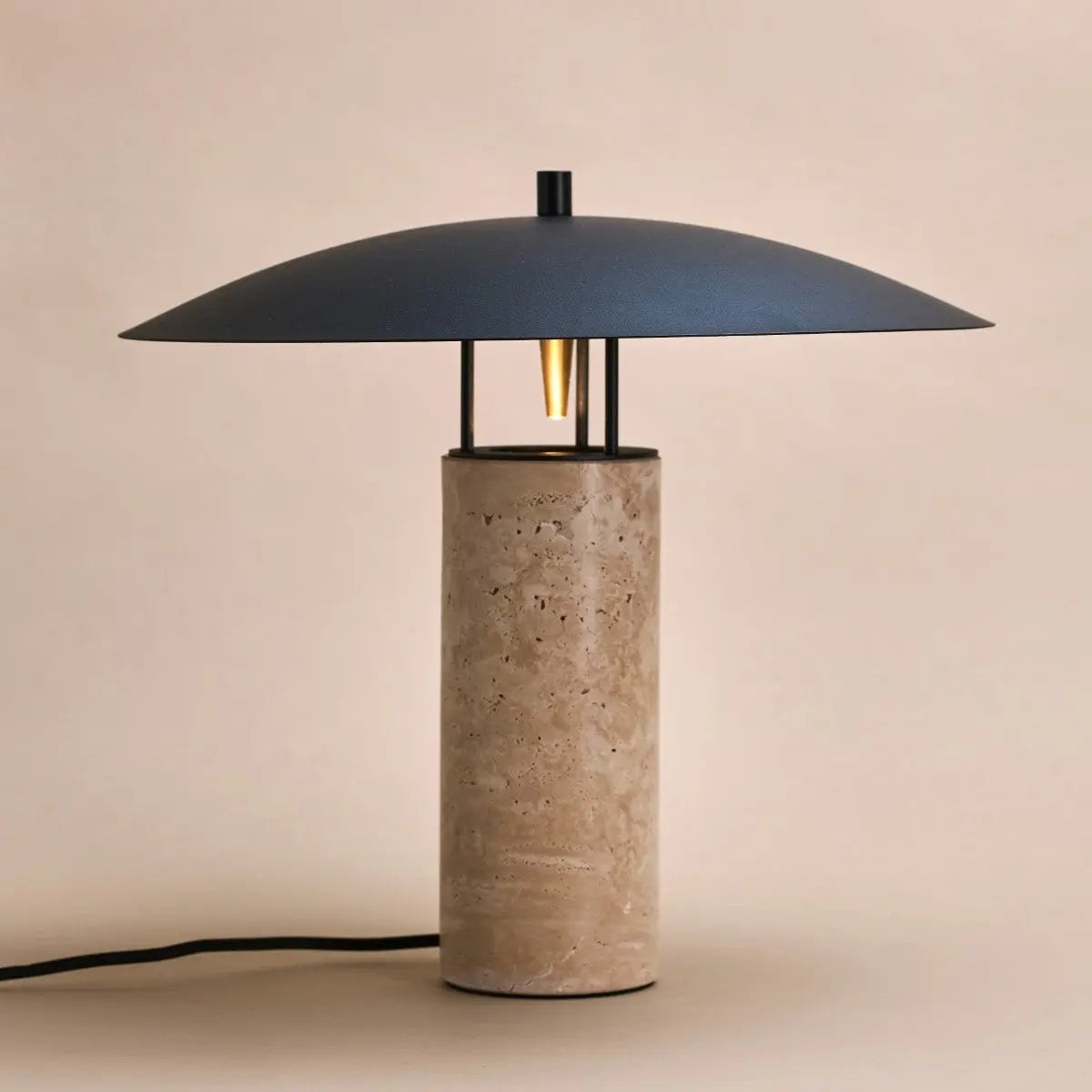 Tischlampe Travertin 35 cm – Design Tischleuchte Schwarz mit GU10 Leuchtmittel