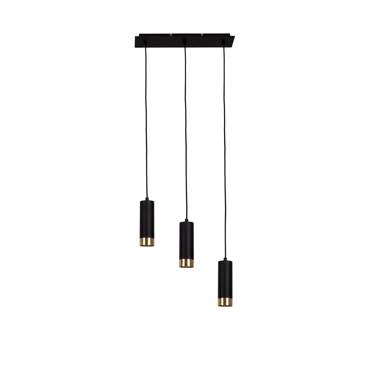 Näve Pendelleuchte 3-flammig, Schwarz-Gold, Metall, 48 cm, modern, Esstisch Hängeleuchte