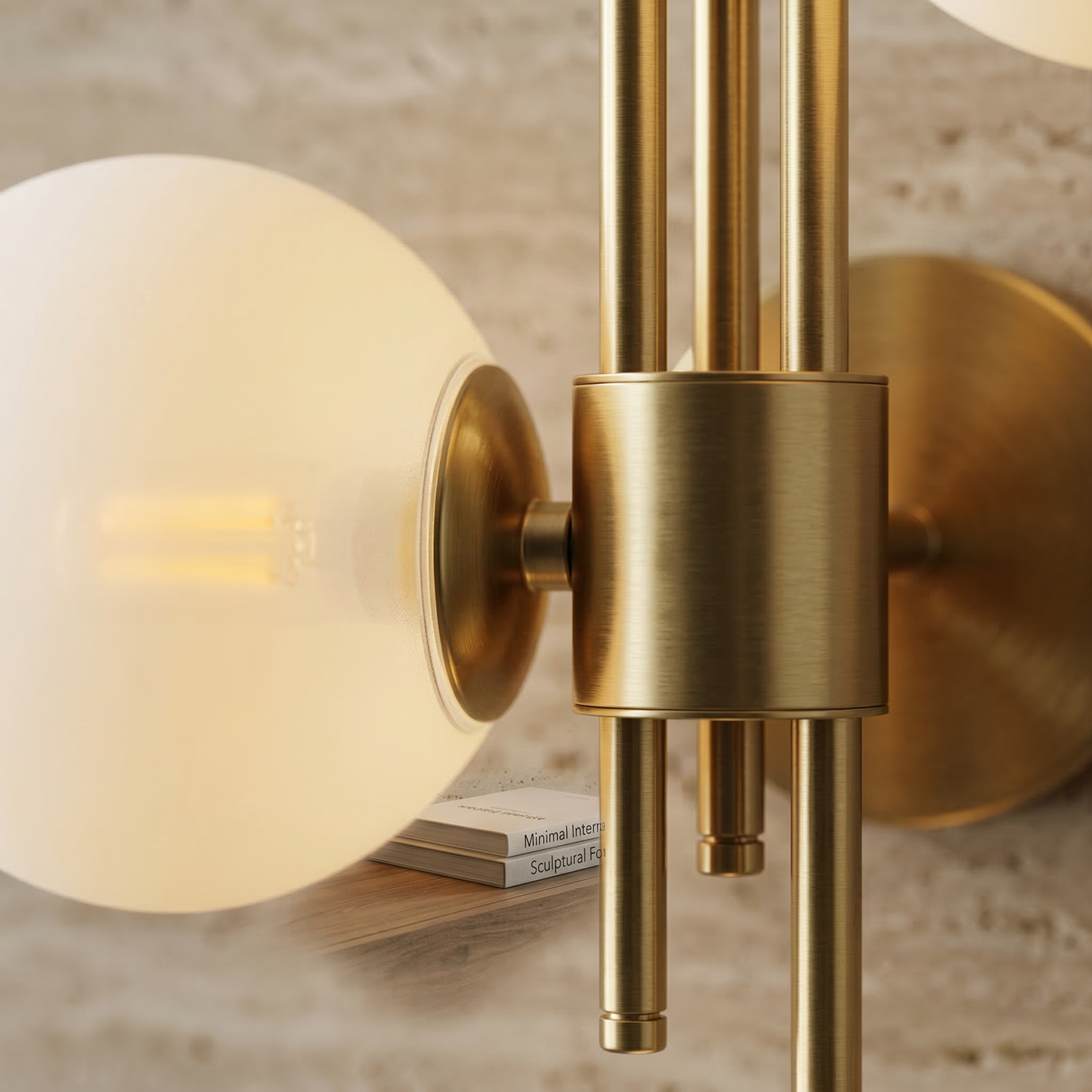 Wandleuchte Weiß Gold G9 – Messing Satin – 49 cm