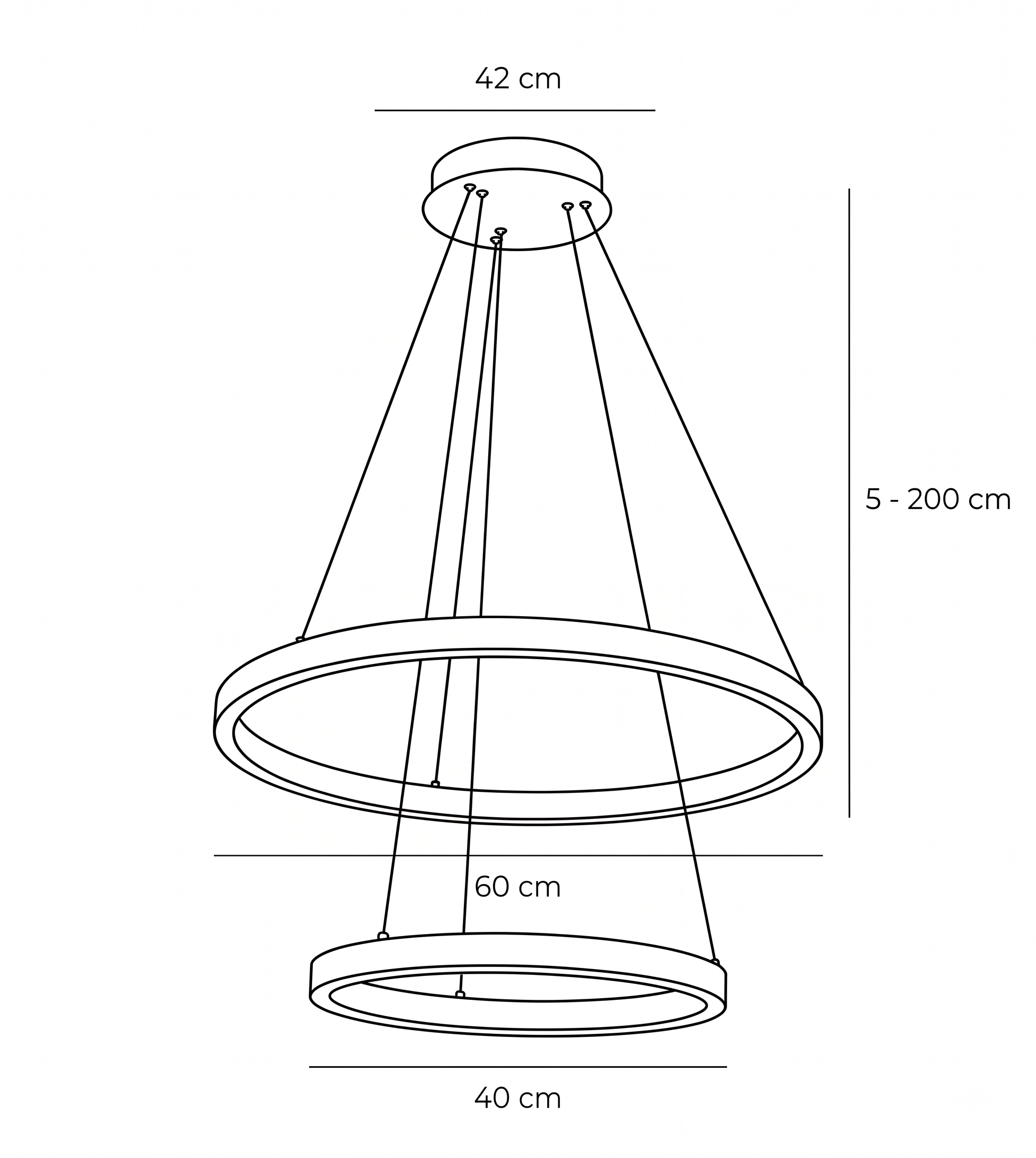 2-Ring LED-Pendelleuchte Schwarz Matt – Dimmbar & Höhenverstellbar