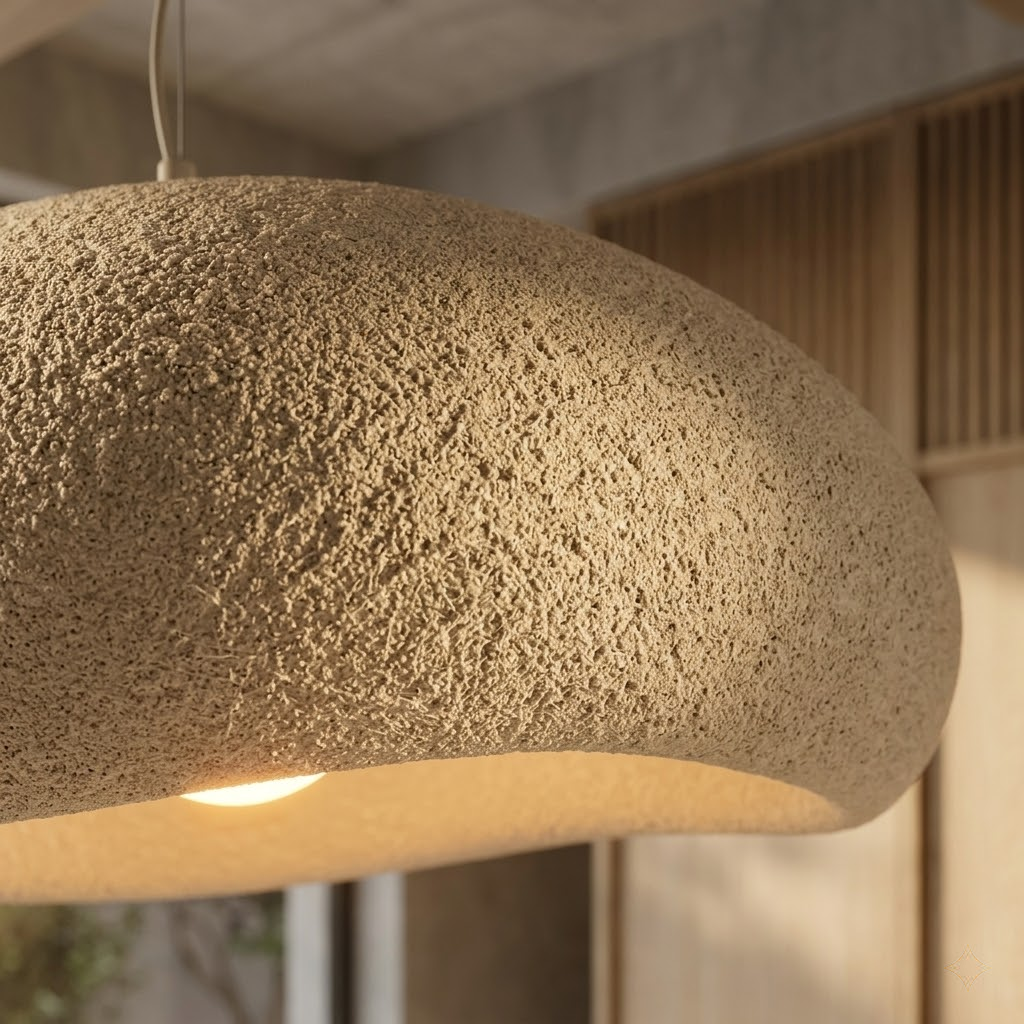 Kumo Design-Lampe – Organische Form & Natürlicher Look – Beige/Sand – 60cm