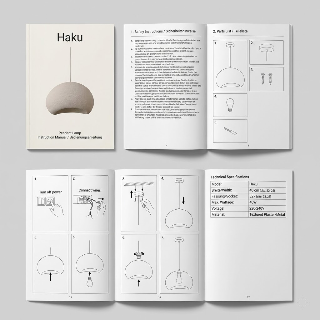Designer Pendellampe Haku Beige – Organische Form 40cm Esstischlampe