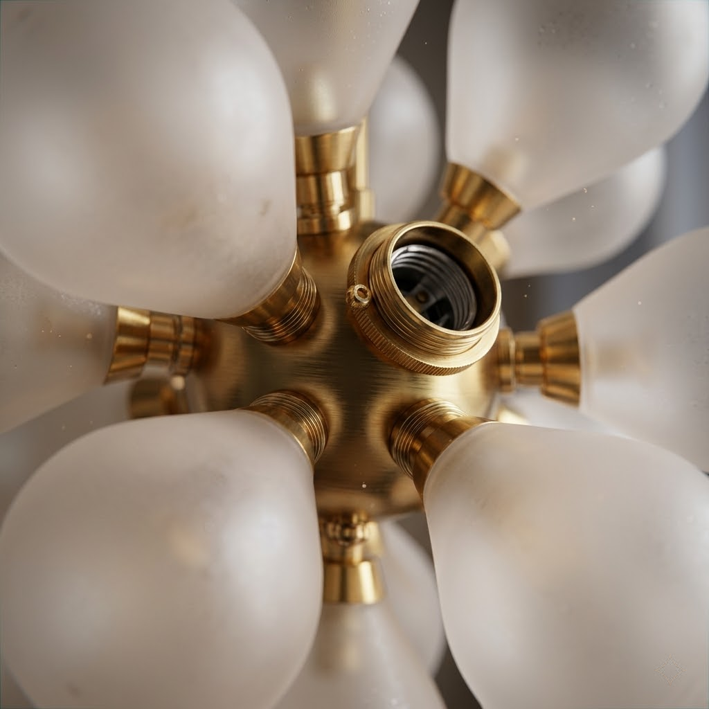 Ellen Gold Frosted White – Moderne Messing-Kronleuchter – Gold/Weiß – G9 Fassung
