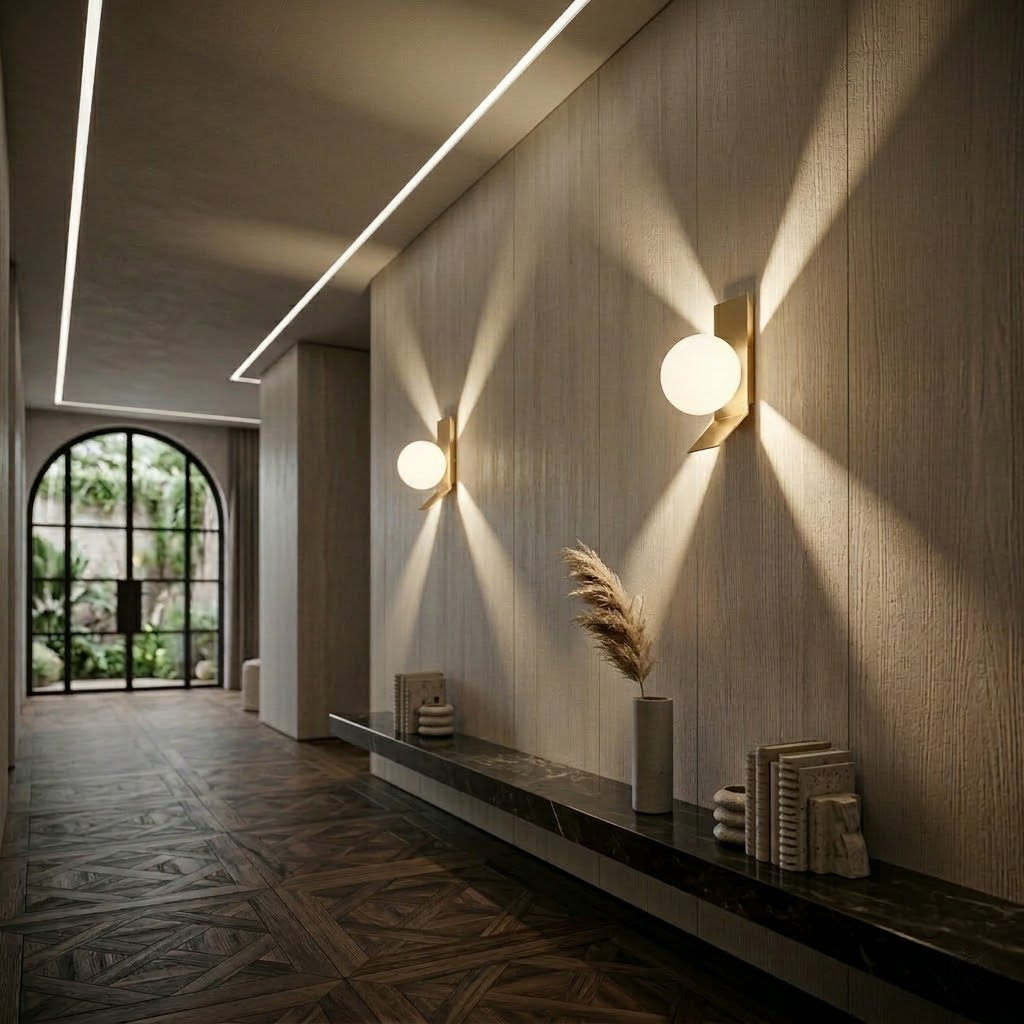 Julia Wandleuchte Gold & Weiß – Modernes Hotel-Chic Design, Inklusive G9 LED