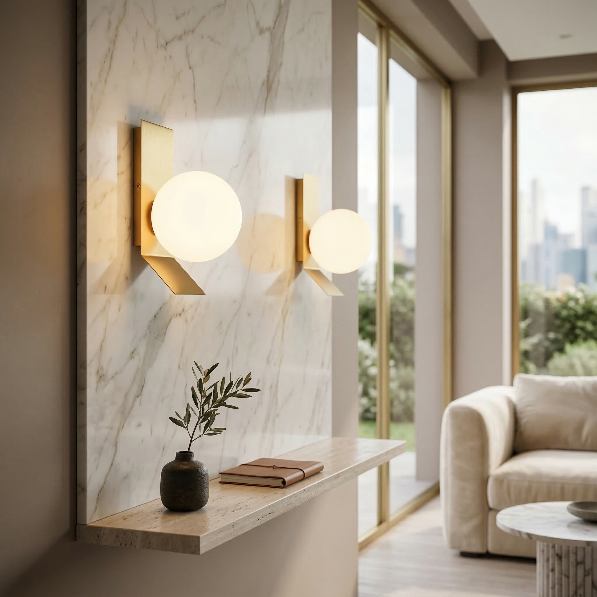 Julia Wandleuchte Gold & Weiß – Modernes Hotel-Chic Design, Inklusive G9 LED