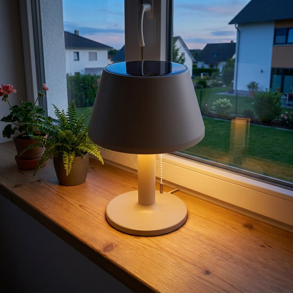 Leitmotiv Solar-Tischleuchte grau, IP44, USB & Solar aufladbar, kabellos, für innen & außen