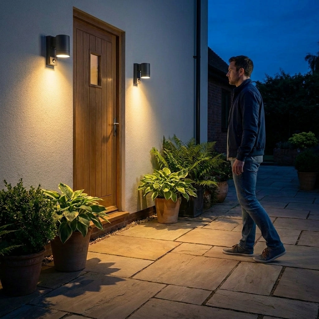 Näve Außenwandleuchte mit Bewegungsmelder, mattschwarz, GU10, max. 35 W, für Eingang & Hauswand