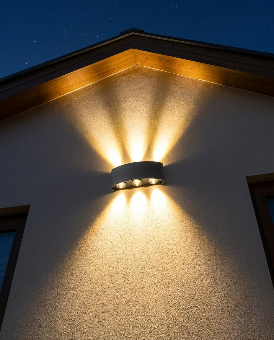 Näve Außenwandleuchte weiß, 3-flammig, Metall, abwärts gerichtet, für Akzent- & Wegbeleuchtung am Haus