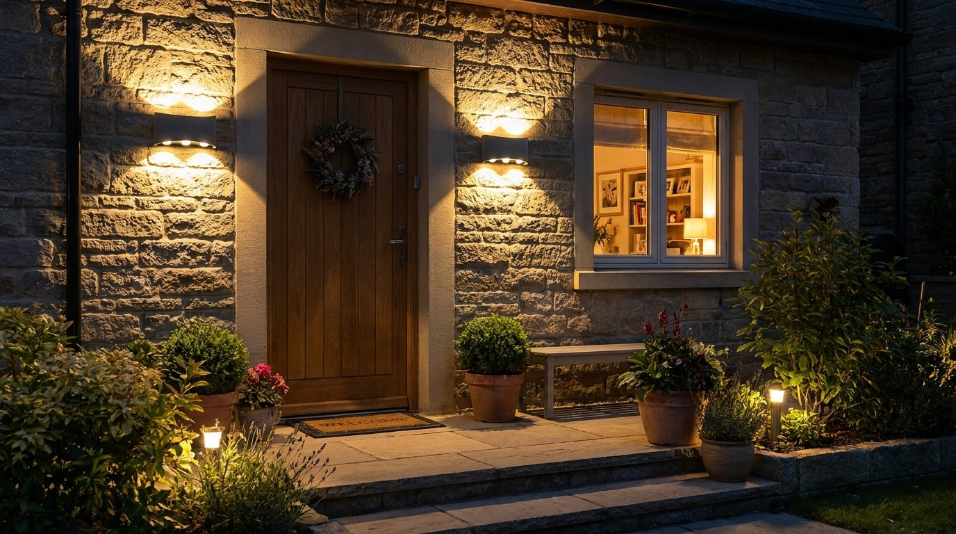 Näve Außenwandleuchte weiß, 3-flammig, Metall, abwärts gerichtet, für Akzent- & Wegbeleuchtung am Haus