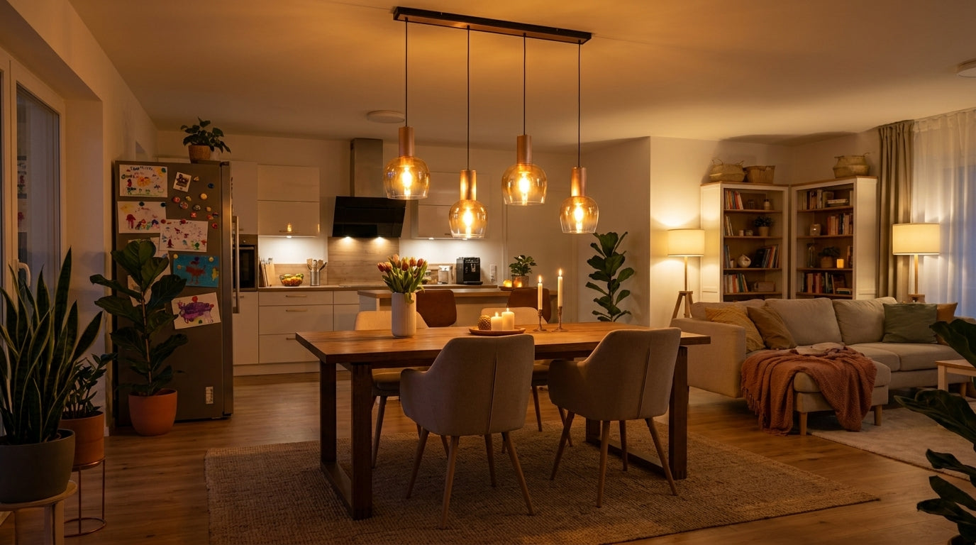 Näve Hängeleuchte Messingoptik, Amber-Glas, Metall, 111 cm, Retro 80er-Jahre Pendelleuchte