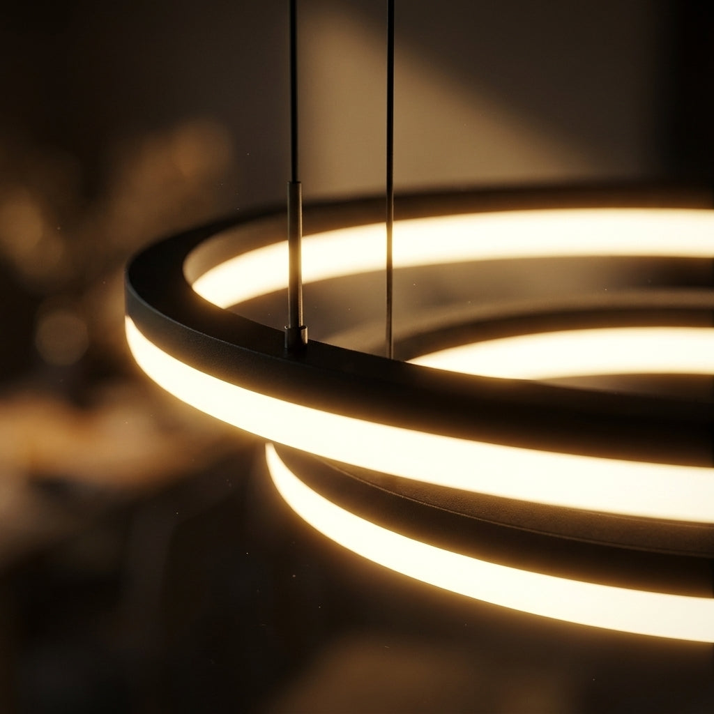Näve LED-Pendelleuchte schwarz, Ø 60 cm, Metall/Kunststoff, dimmbar, CCT-Lichtfarbe, mit Fernbedienung & Memoryfunktion