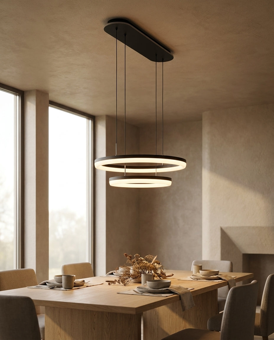 Näve LED-Pendelleuchte schwarz, Ø 60 cm, Metall/Kunststoff, dimmbar, CCT-Lichtfarbe, mit Fernbedienung & Memoryfunktion