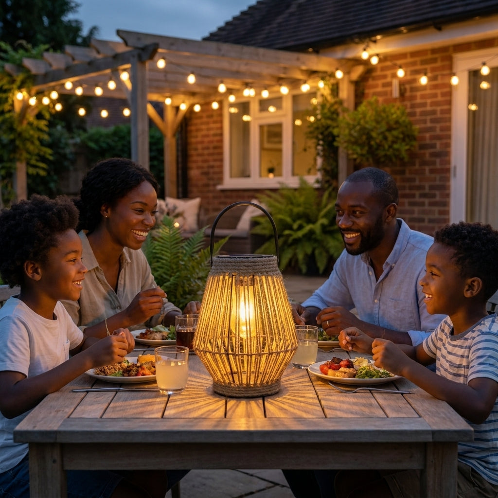 Näve LED-Solarleuchte Jute natur, mit Henkel, kabellos, für Garten & Terrasse, Solarlaterne