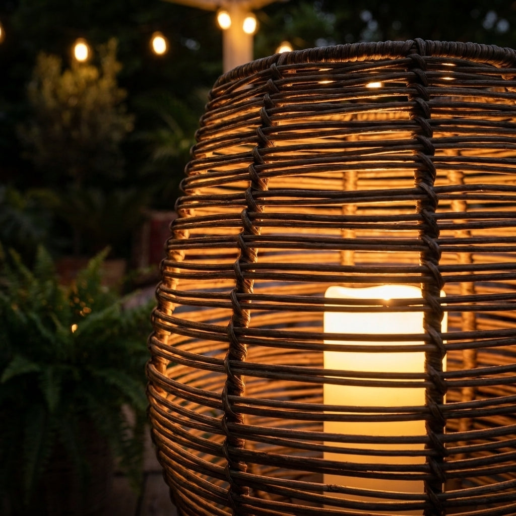 Näve LED-Solarleuchte warmweiß, Flammeneffekt, kabellos, braun, für Balkon, Terrasse & Garten