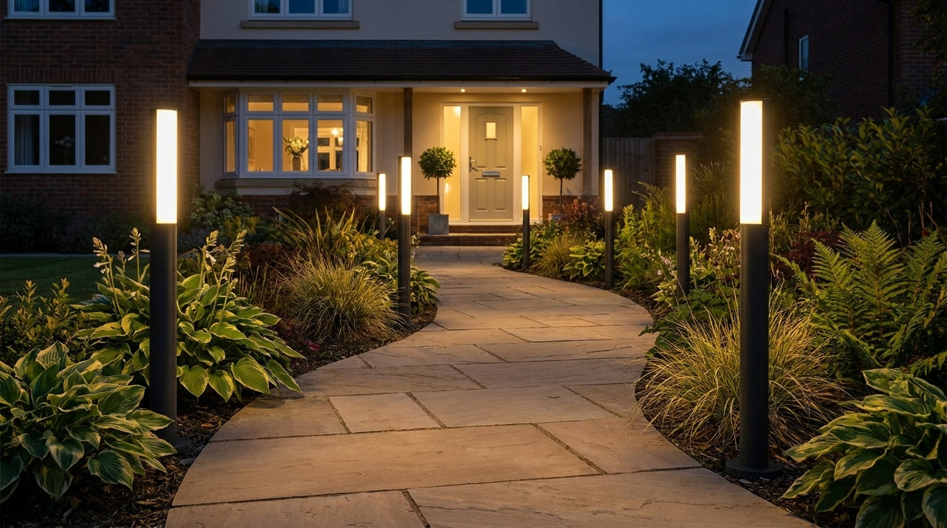 Näve LED-Wegeleuchte schwarz, 90 cm, schlanke Sockelleuchte mit Rundumlicht für Garten & Wege