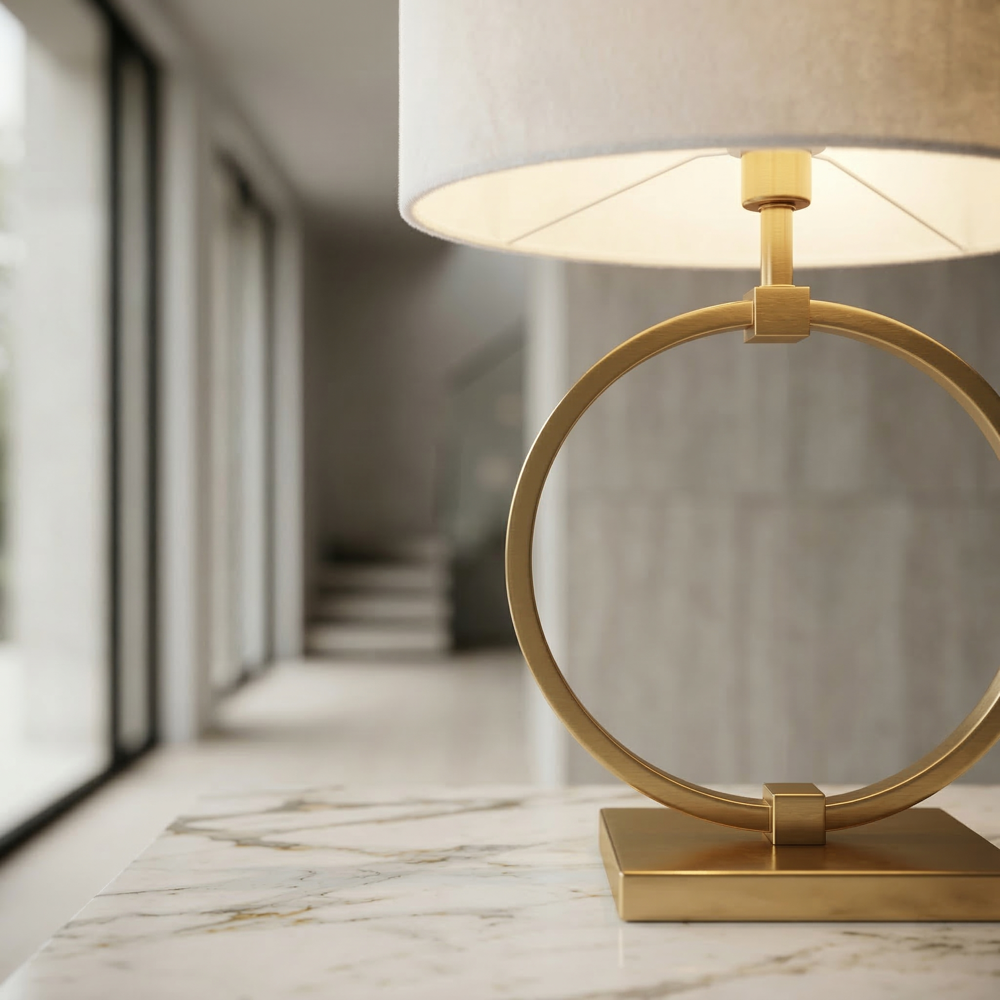 Tischlampe Gold Ring – Großes Design – 70 cm