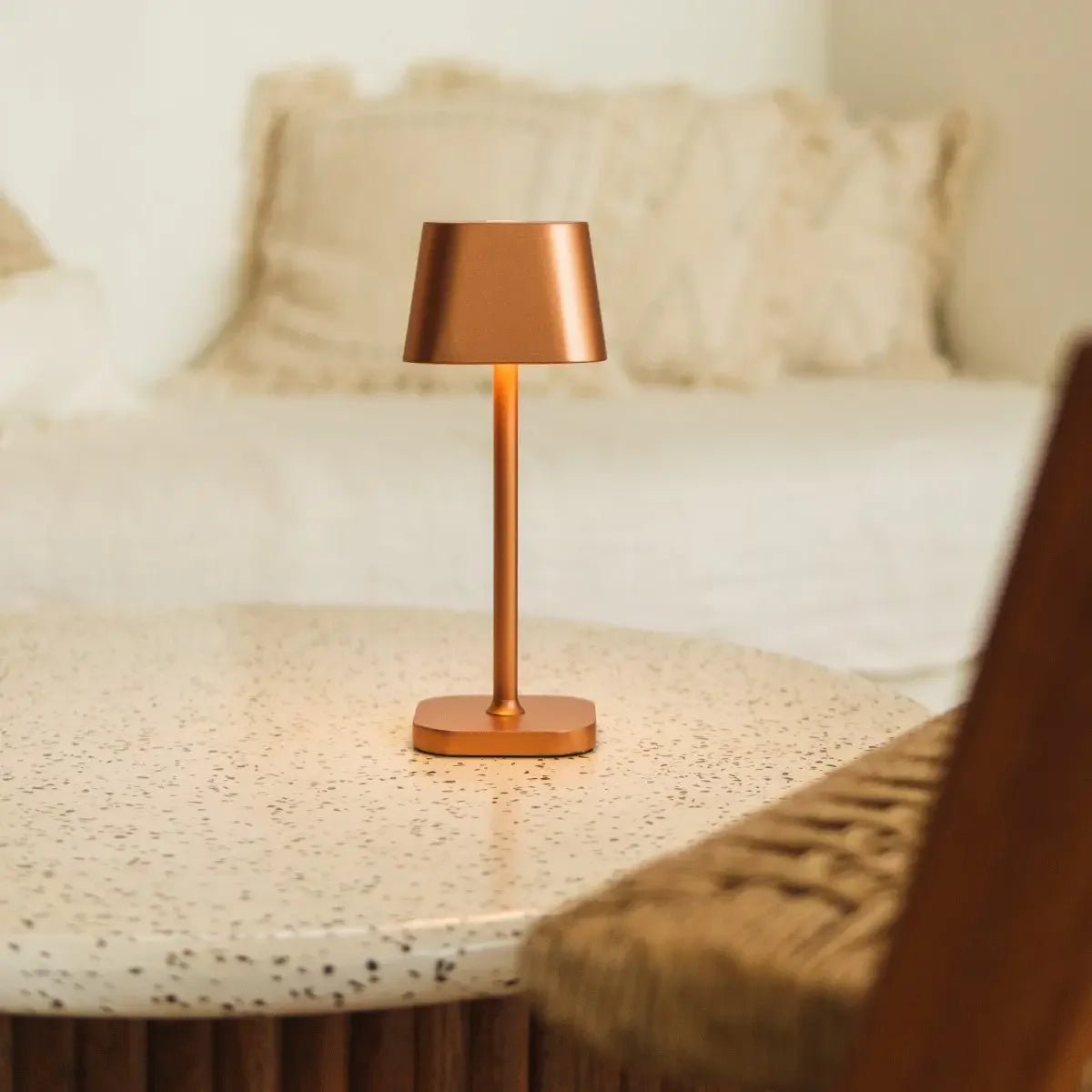 Wiederaufladbare Tischlampe LED – 26 cm Dimmbar Braun