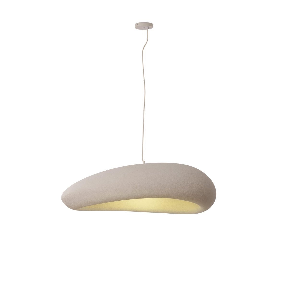 Designer Pendellampe Tsuki 105cm – Organische Form Beige Stein-Optik