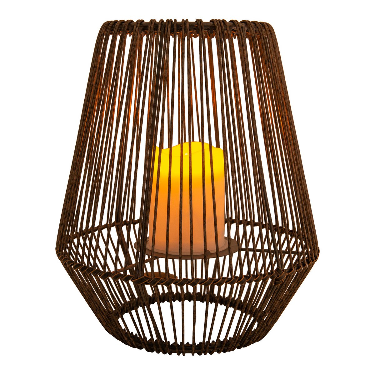 Näve LED-Solarleuchte warmweiß, Flammeneffekt, kabellos, braun, für Balkon, Terrasse & Garten