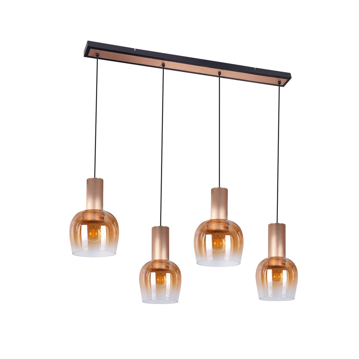 Näve Hängeleuchte Messingoptik, Amber-Glas, Metall, 111 cm, Retro 80er-Jahre Pendelleuchte