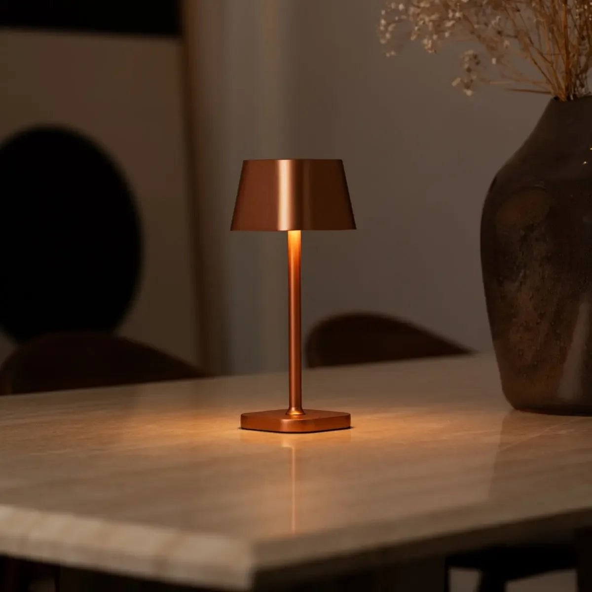 Wiederaufladbare Tischlampe LED – 26 cm Dimmbar Braun