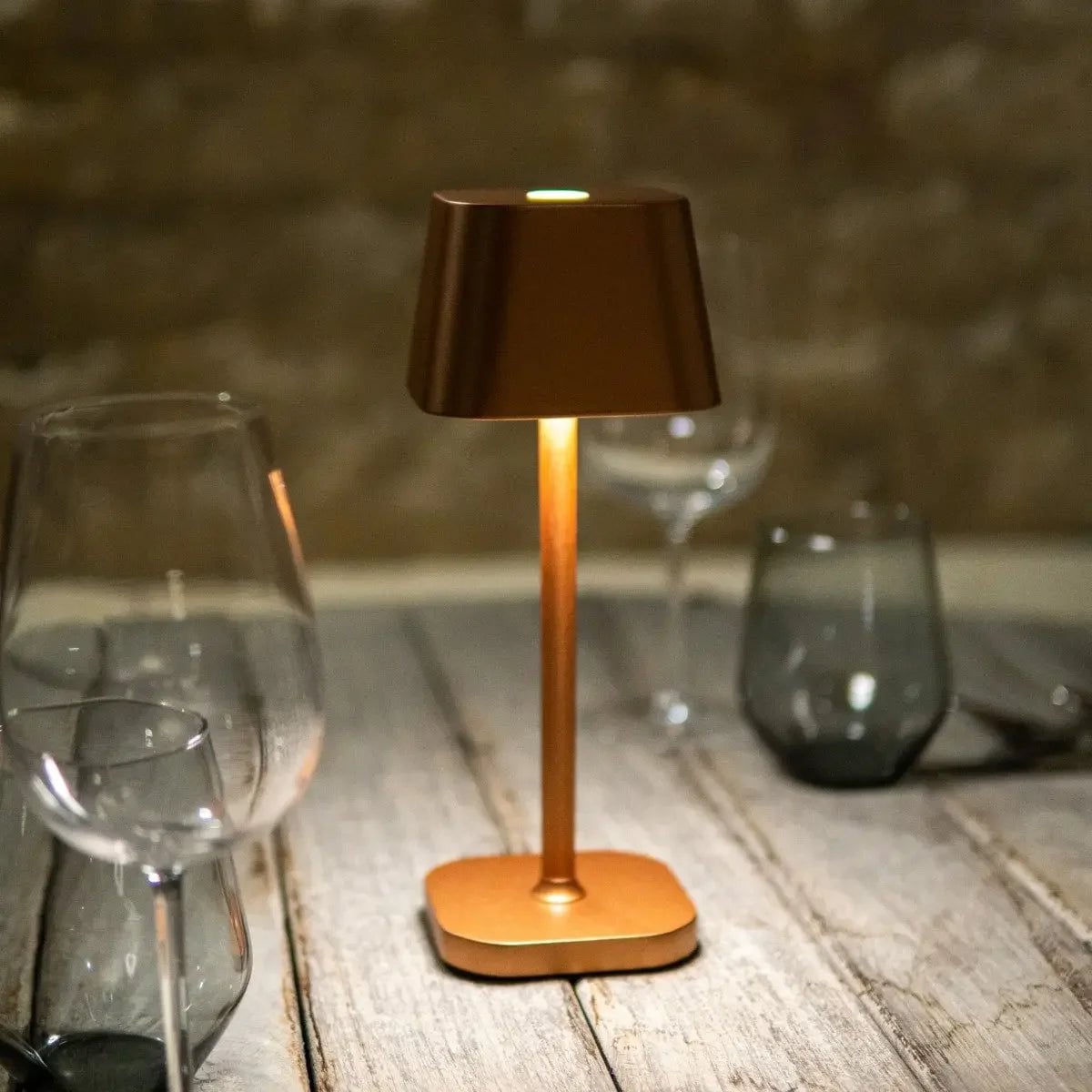 Wiederaufladbare Tischlampe LED – 26 cm Dimmbar Braun