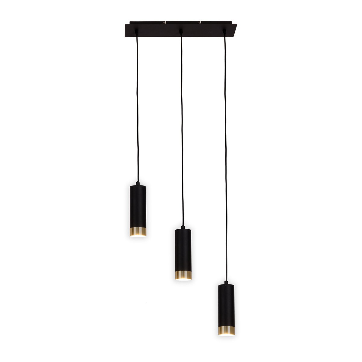 Näve Pendelleuchte 3-flammig, Schwarz-Gold, Metall, 48 cm, modern, Esstisch Hängeleuchte