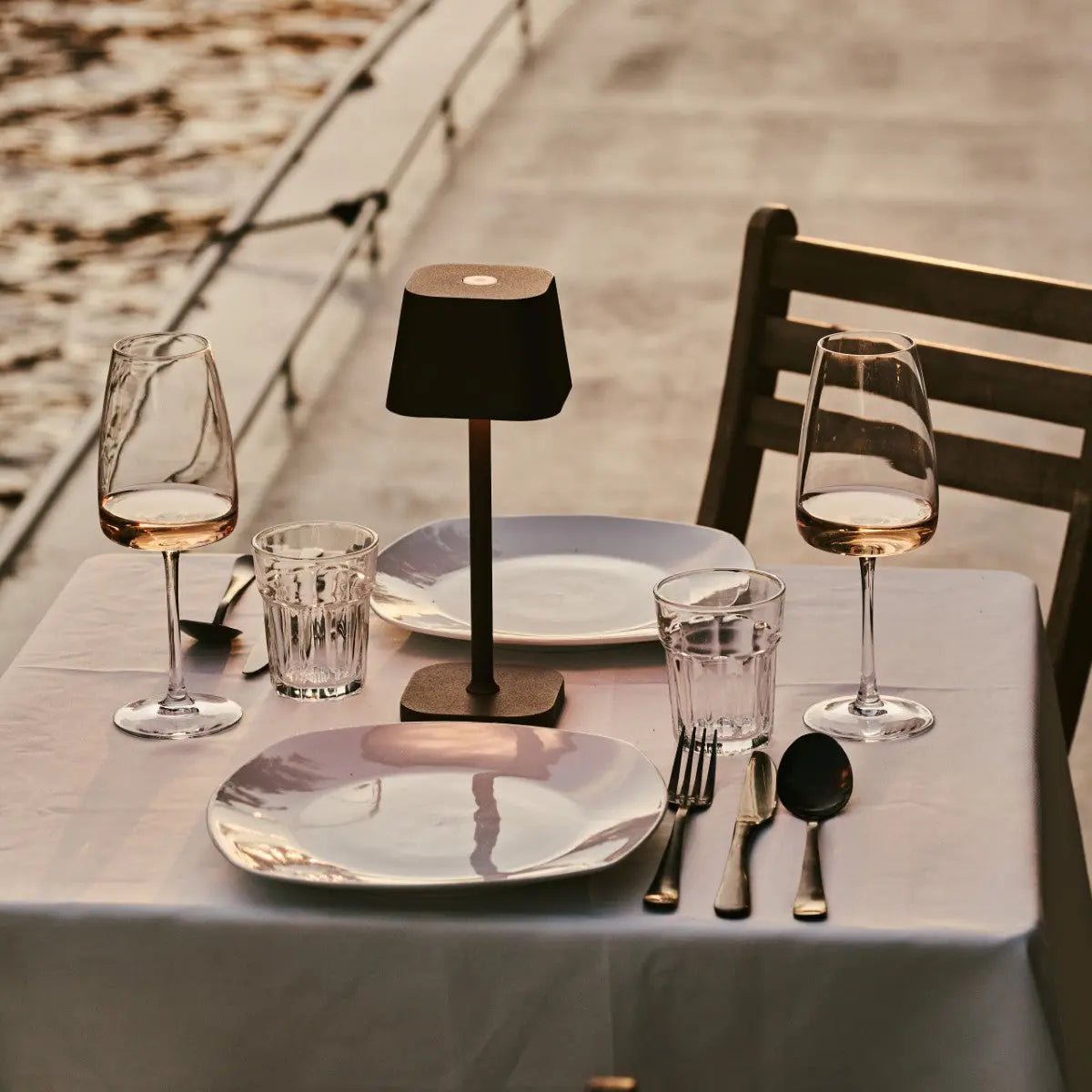 LED Tischlampe Akku 26 cm – Kabellos mit Touch Dimmer Braun Dunkel