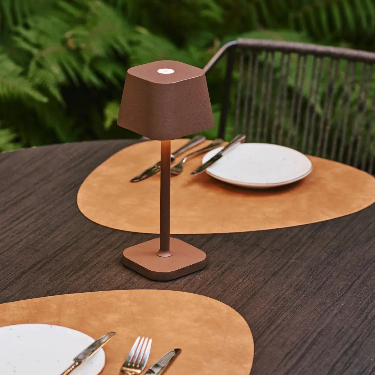LED Tischlampe Akku 26 cm – Kabellos mit Touch Dimmer Braun Dunkel