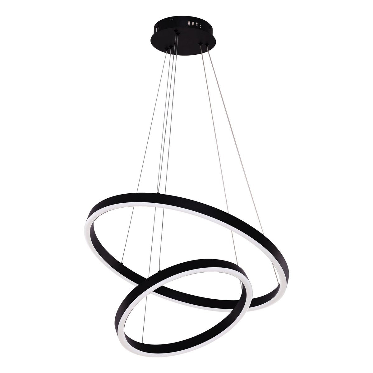 2-Ring LED-Pendelleuchte Schwarz Matt – Dimmbar & Höhenverstellbar