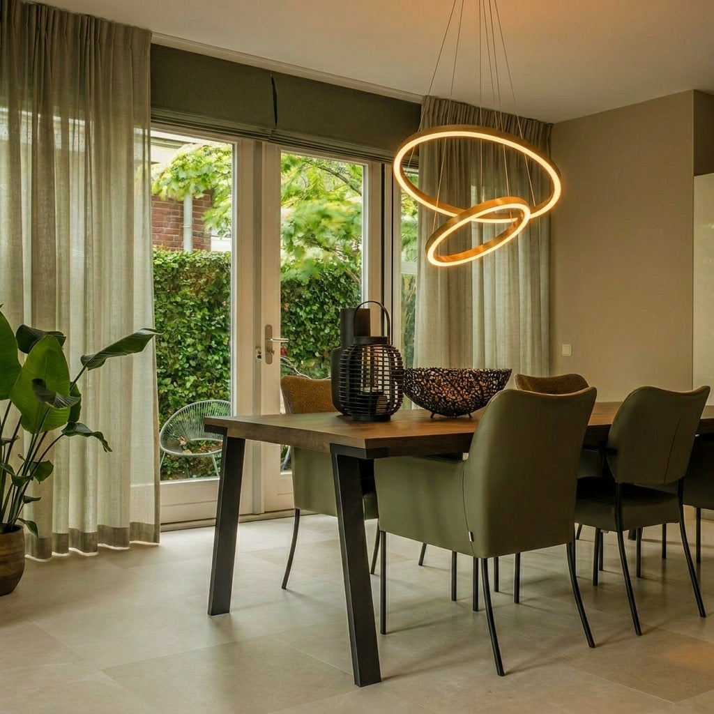 2-Ring LED-Hängeleuchte Kupfer Gold – Dimmbar – Ø60 cm