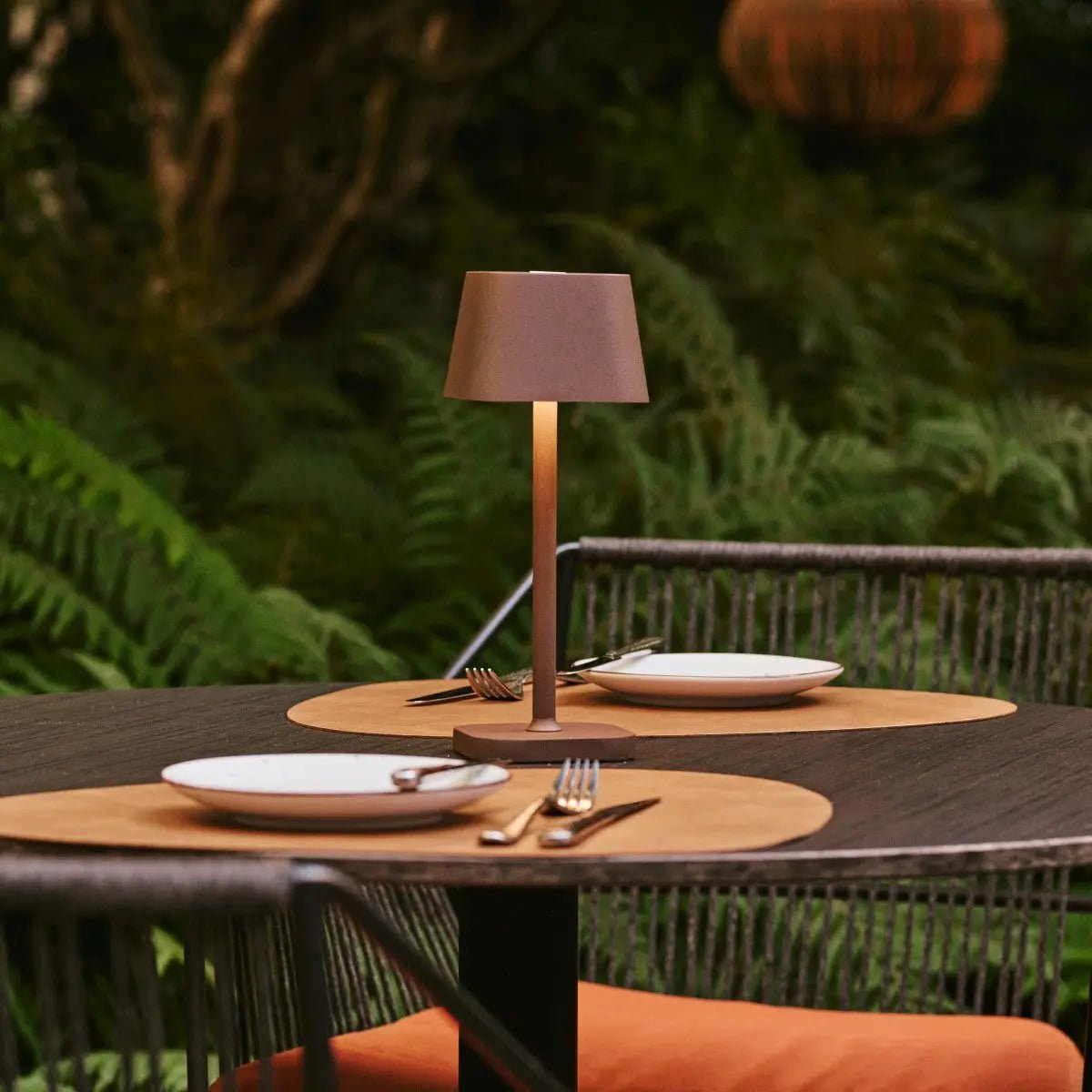 LED Tischlampe Akku 26 cm – Kabellos mit Touch Dimmer Braun Dunkel