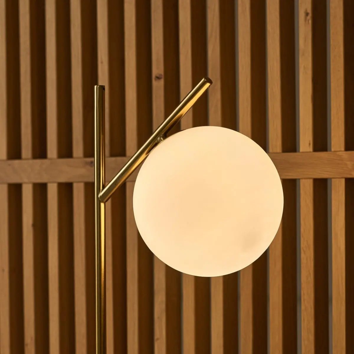 Tischlampe Marmor 40 cm – Design Tischleuchte Gold mit Glaskugel G9