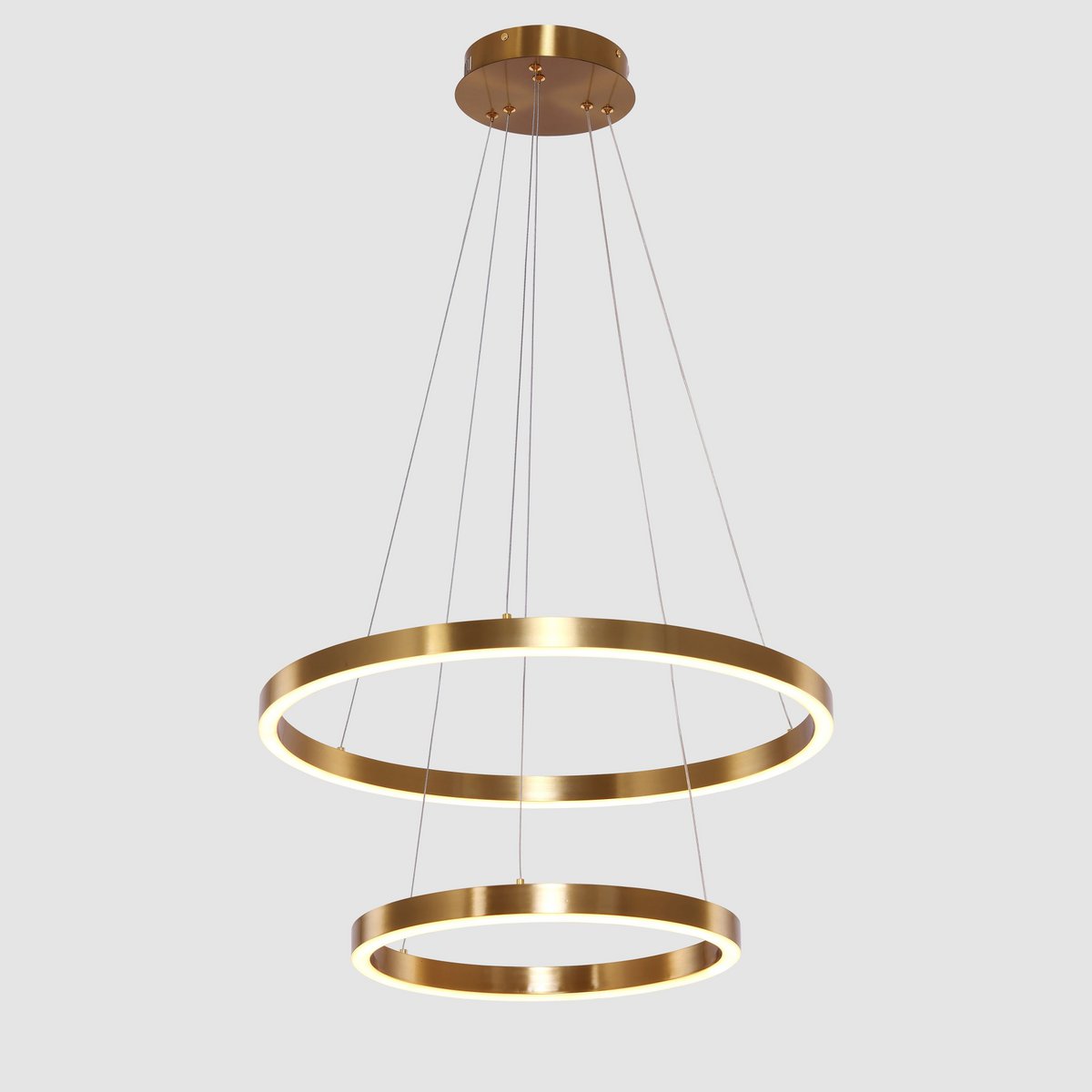Neo Moderne LED-Ringlampe Kupfer Gold 2-Ringe Dimmbar inkl. Fernbedienung