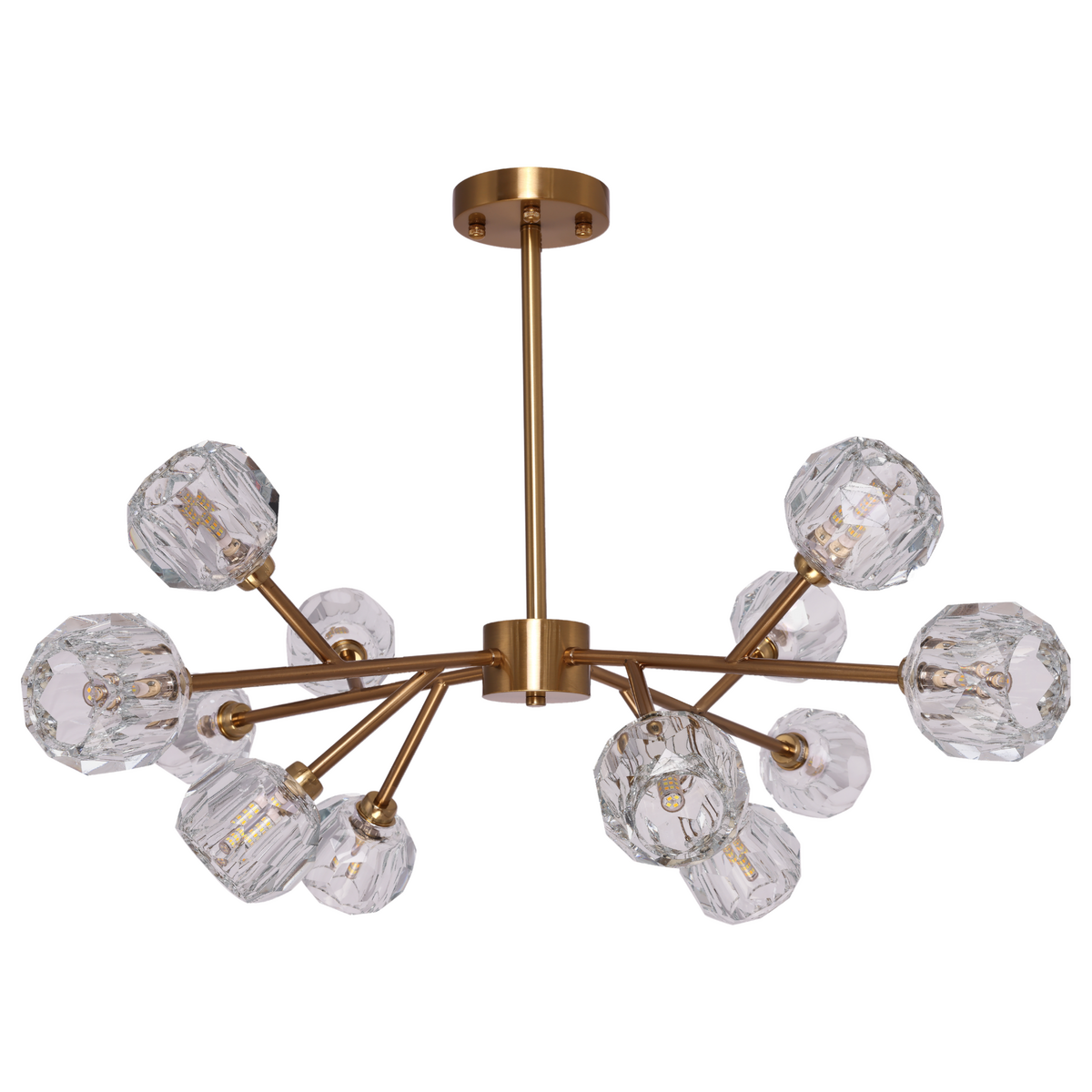 12-Licht Pendelleuchte Rosy Copper Gold – Modernes Glas & Metall – 90x45 cm