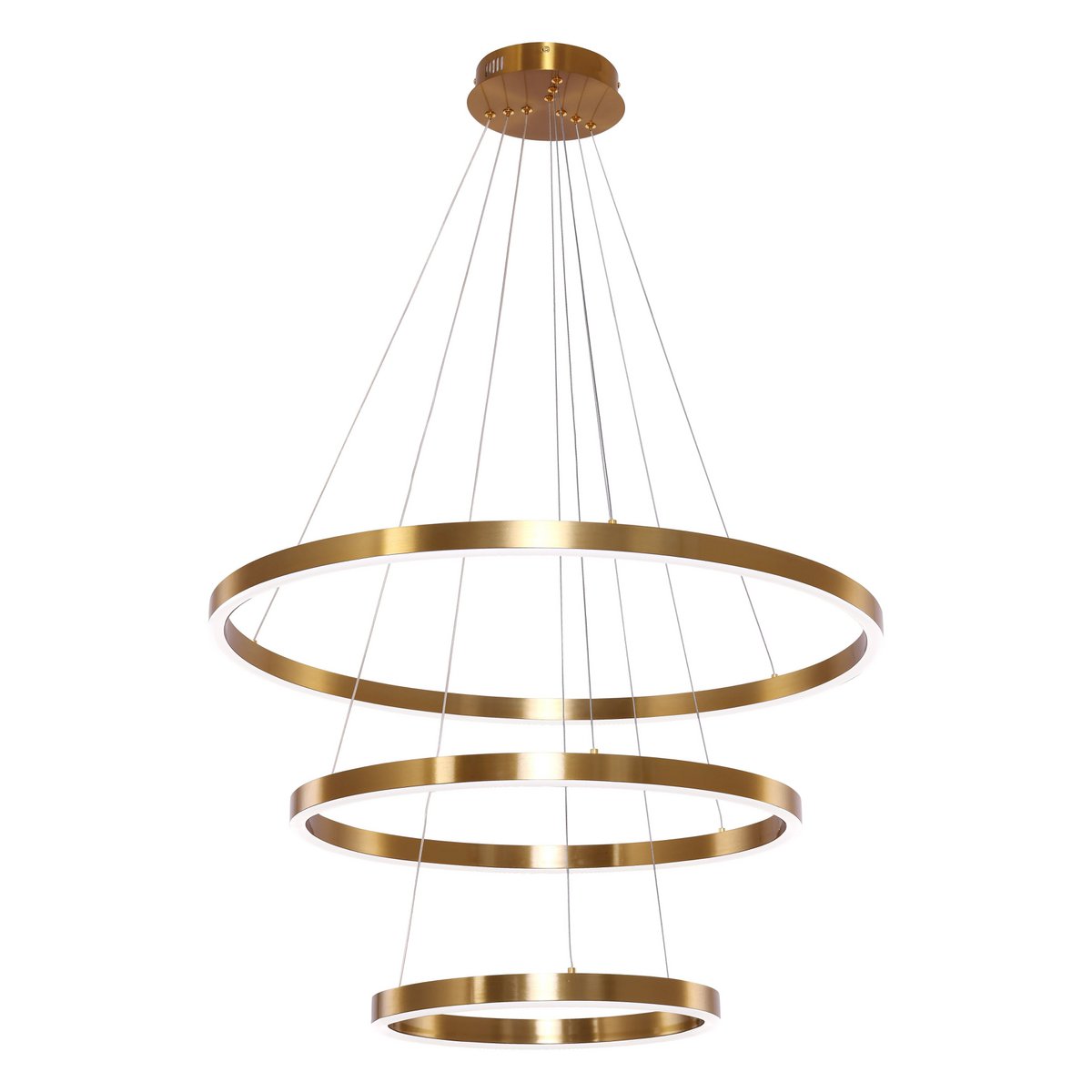 Neo Kupfer Gold 3-Ring LED-Pendelleuchte Ø40+60+80cm Dimmbar – Moderner Kronleuchter