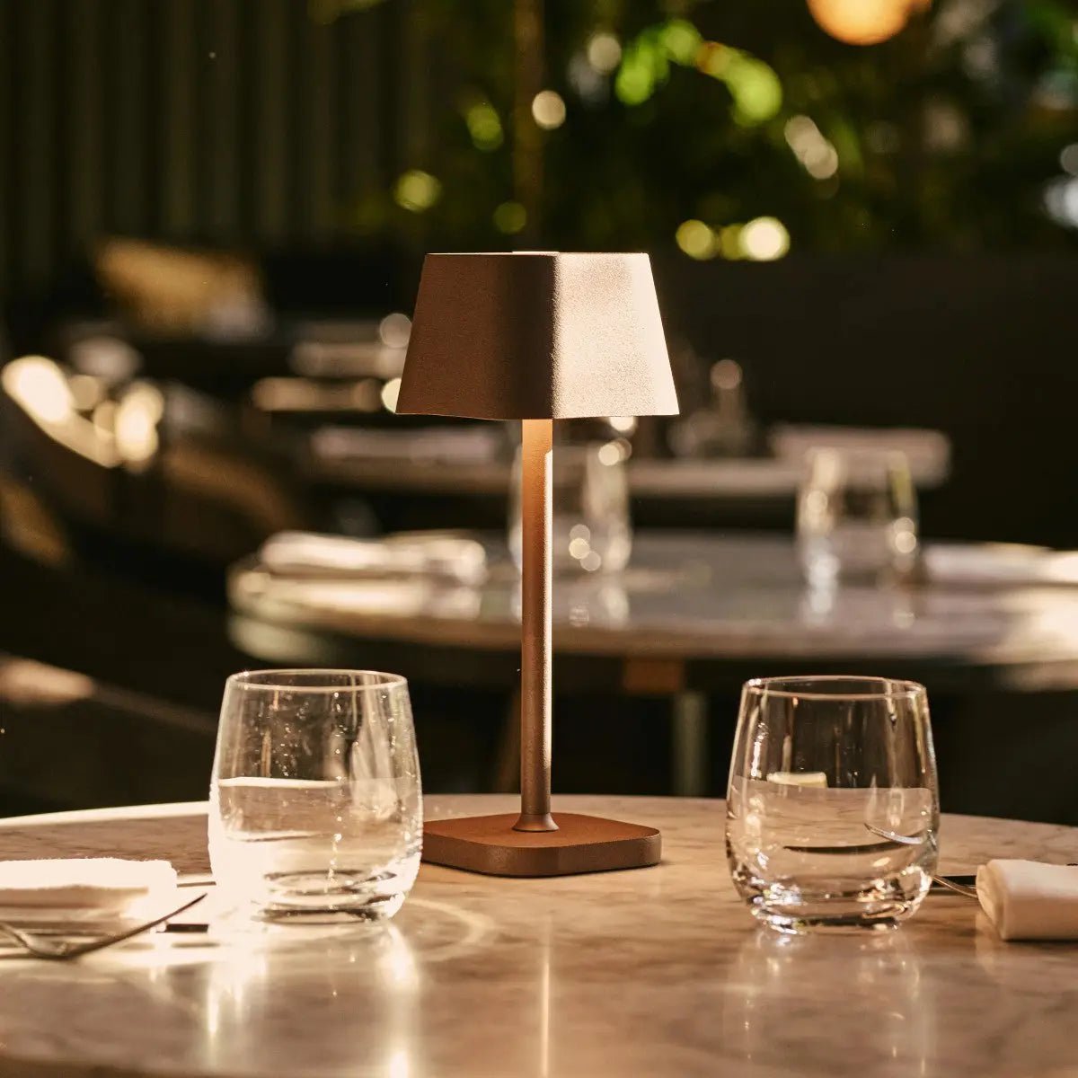 LED Tischlampe Akku 26 cm – Kabellos mit Touch Dimmer Braun Dunkel