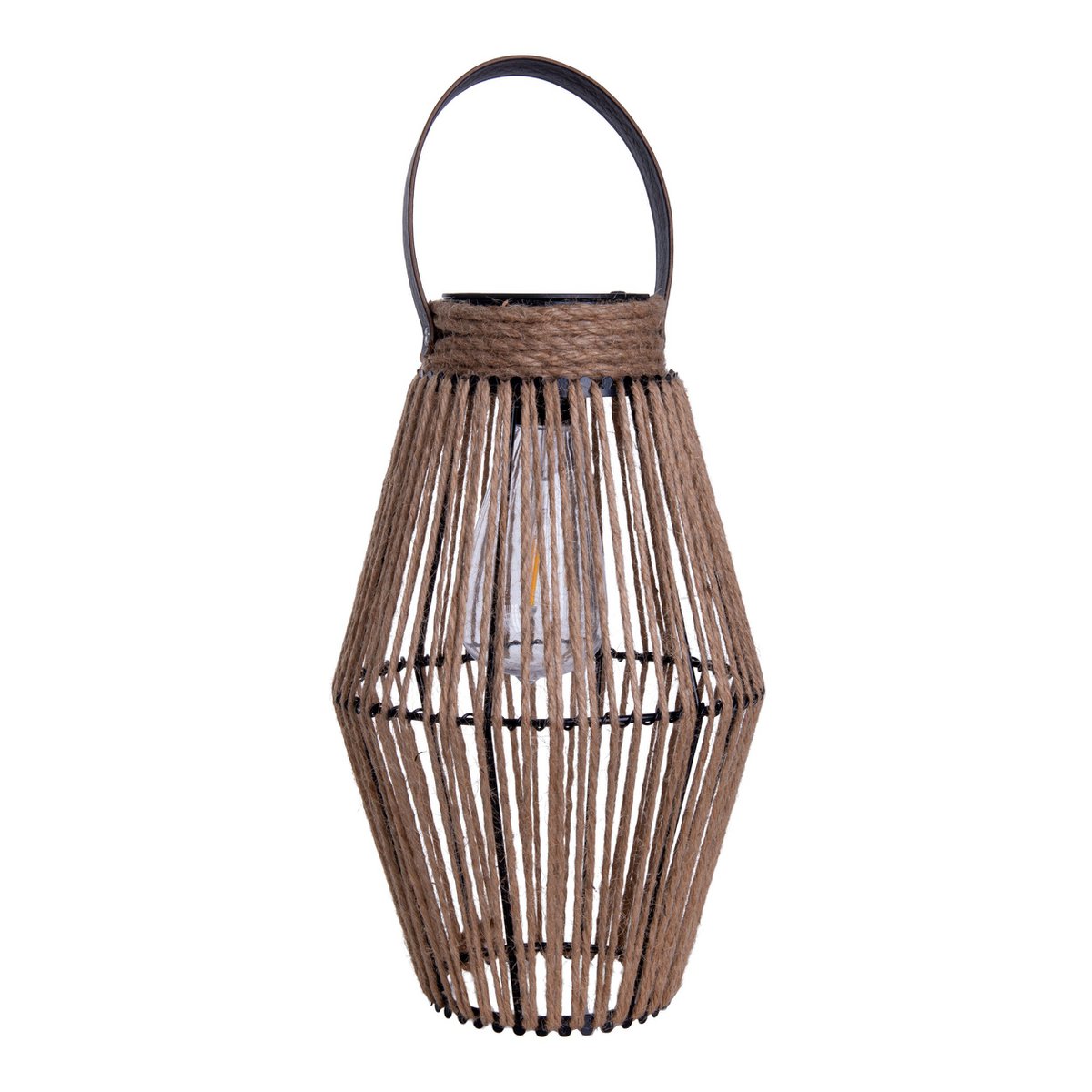 Näve LED-Solarleuchte Jute natur, mit Henkel, kabellos, für Garten & Terrasse, Solarlaterne