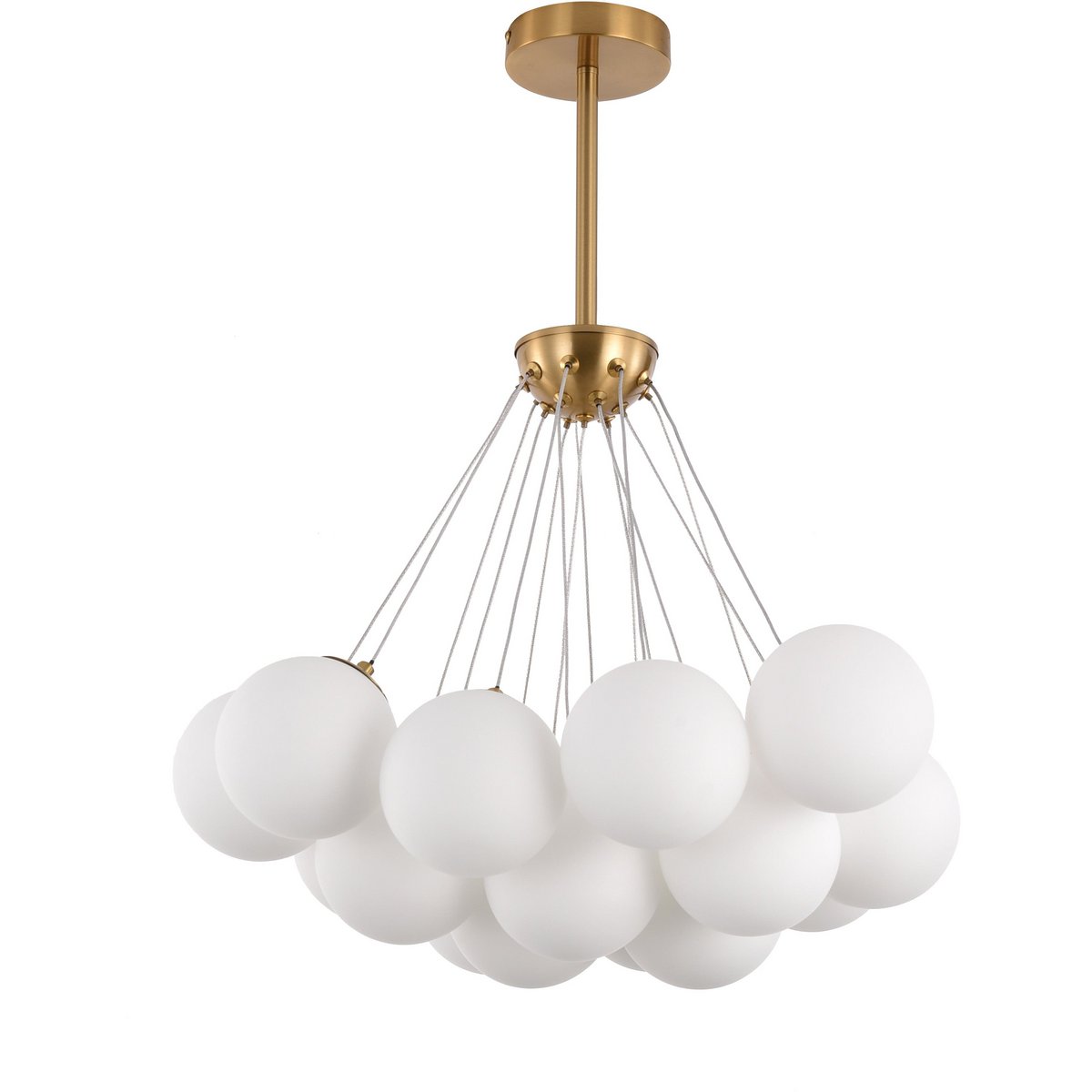 Emily Modern White Glass Chandelier - Gold Satin Brass Pendant Light - E27