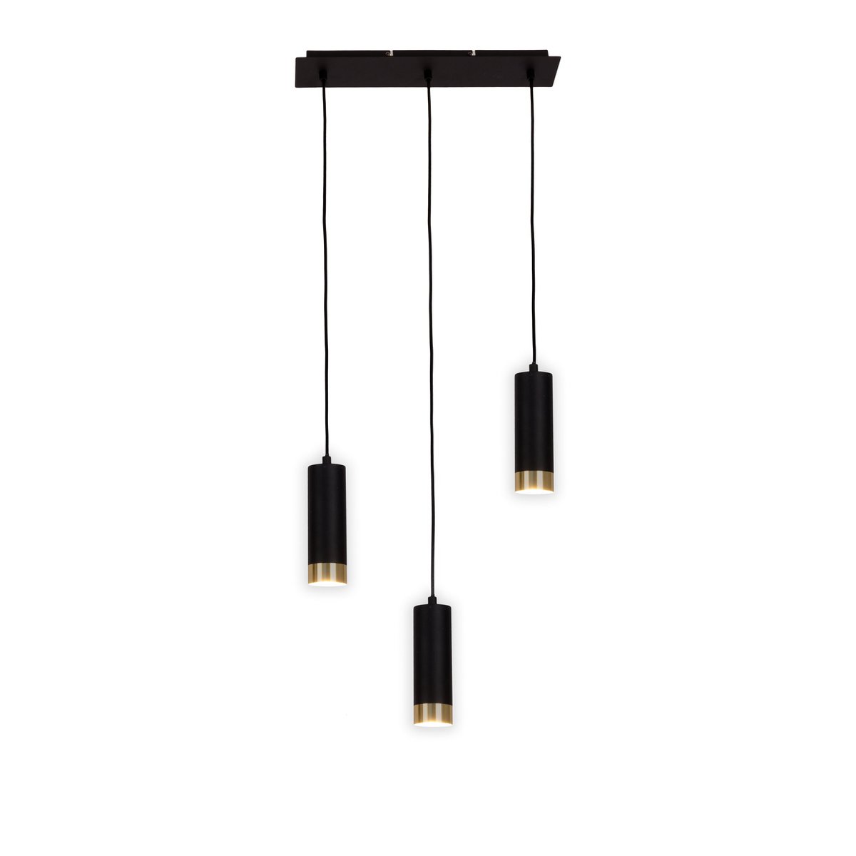 Näve Pendelleuchte 3-flammig, Schwarz-Gold, Metall, 48 cm, modern, Esstisch Hängeleuchte