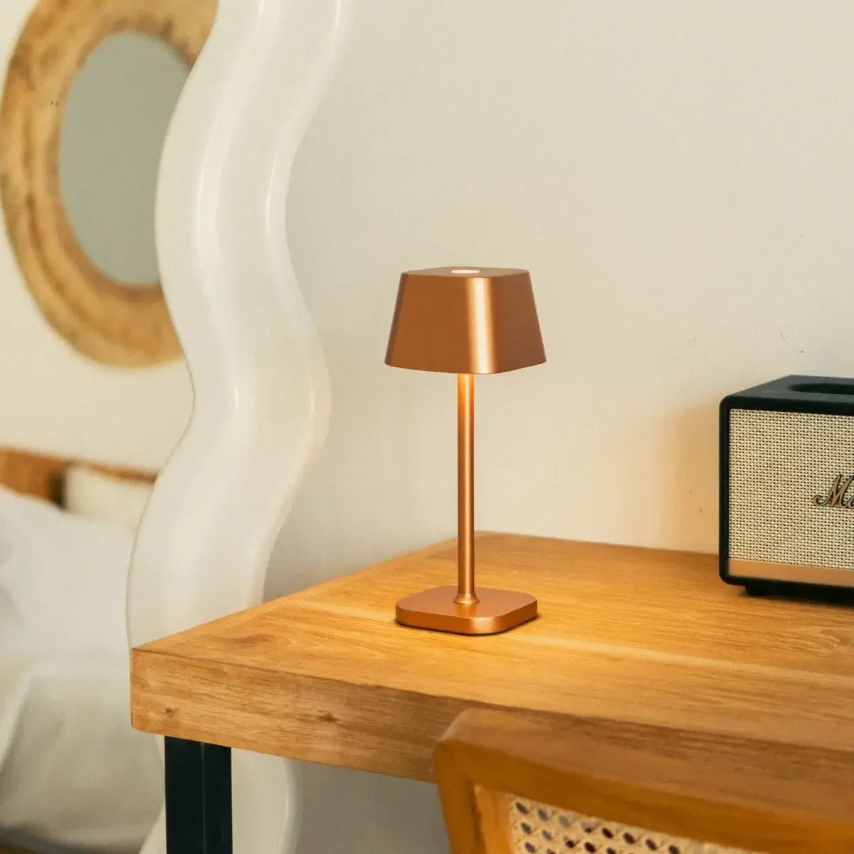 Wiederaufladbare Tischlampe LED – 26 cm Dimmbar Braun