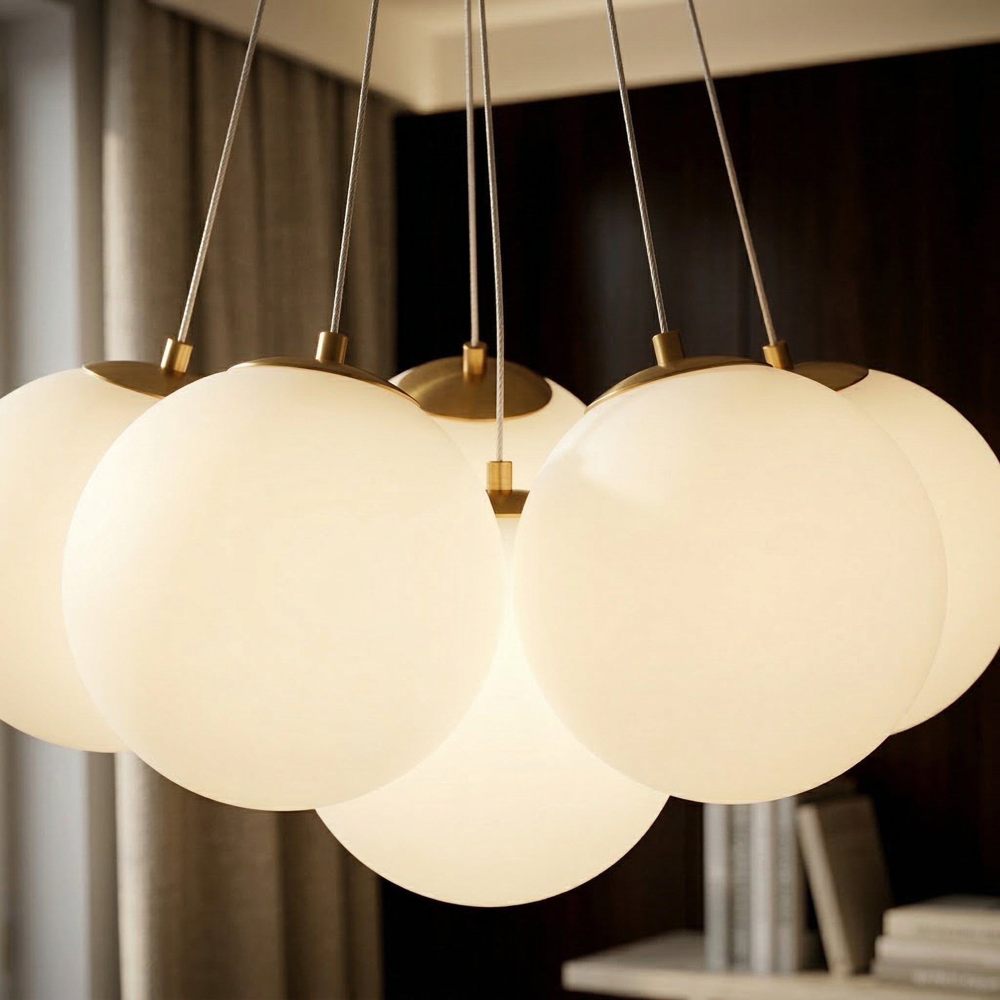 Moderner Designer Kronleuchter Gold Weiß – Jenna Hängeleuchte Messin