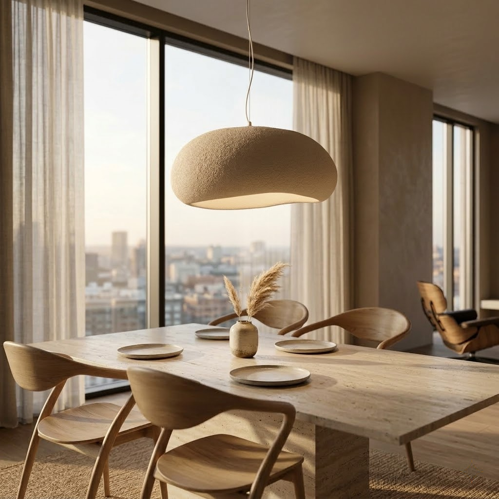 Kumo Design-Lampe – Organische Form & Natürlicher Look – Beige/Sand – 60cm